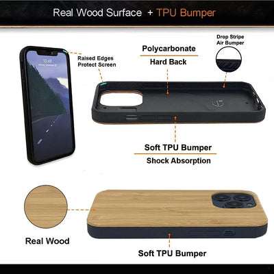 Gemi-Case for iPhone 14 Pro Bamboo Wooden Case