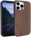 For Iphone 13 Pro Real Wood Hybrid Case w/ Inner TPU - Walnut