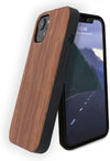 For Iphone 13 Real Wood Hybrid Case w/ Inner TPU - Rosewood