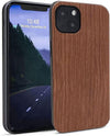 For Iphone 13 Real Wood Hybrid Case w/ Inner TPU - Rosewood