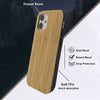 For Iphone 12 Mini Real Wood Hybrid Case w/ Inner TPU - Bamboo