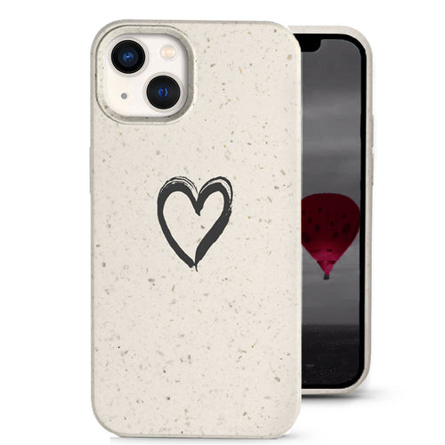 For Iphone 13 - Compatible W/ iPhone 13 - Plant Based Protector Naturally Speckled Cover Case - Heart Design