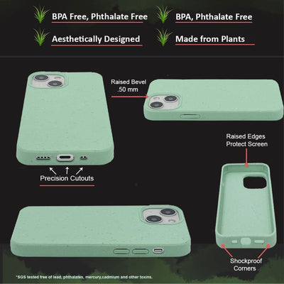 Iphone 14 Plant Based Naturally Speckled Case - Mint Green