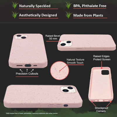 For Iphone 14 Plant Based Naturally Speckled Case - Pink