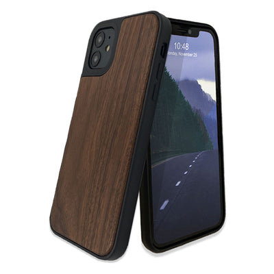 For Iphone 12  / 12 Pro / 12 Pro Max Real Wood Hybrid Case w/ Inner TPU - Walnut