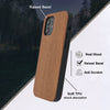 For Iphone 12  / 12 Pro / 12 Pro Max / 12 Mini Real Wood Hybrid Case w/ Inner TPU - Rosewood